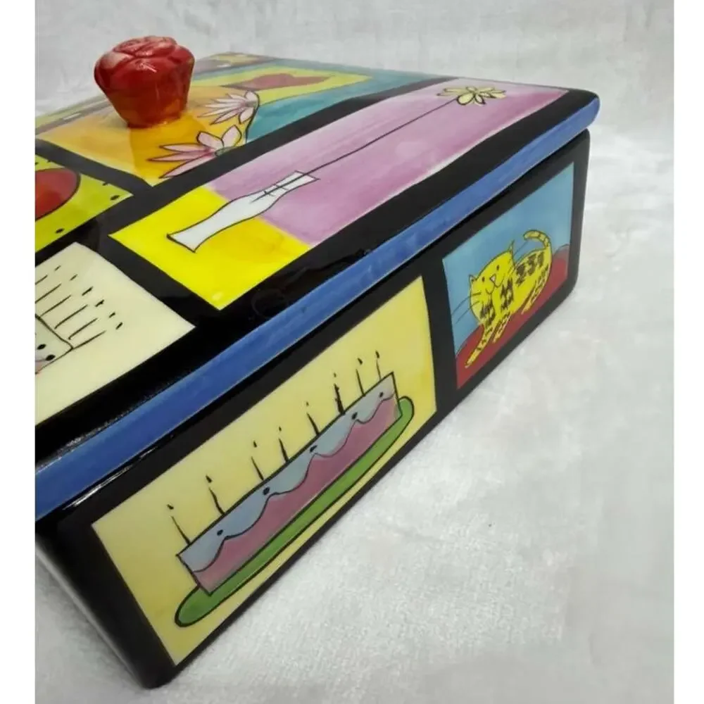 NAYLOR DESIGNS HANDPAINTED HENRIKSEN IMPORTS TRINKET CANDY BOX RARE HEARTS